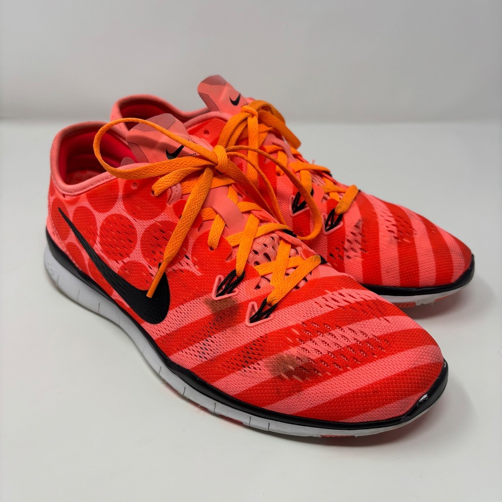 Nike Free TR‎ Fit 5 Women Running Shoes Orange Pink Stripes 704695-602 Sz 8